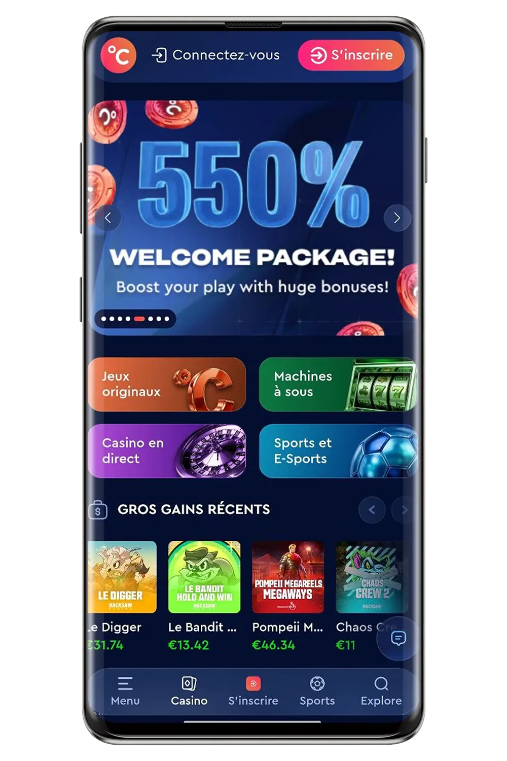 Zrzut ekranu z oficjalnej strony internetowej Celsius Casino